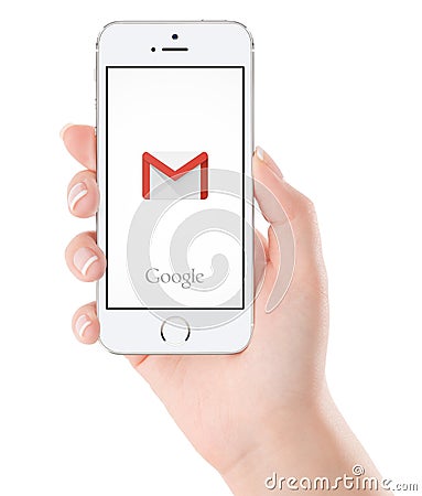 Google Gmail application logo on white Apple iPhone 5s display Editorial Stock Photo