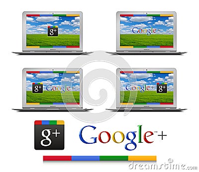 Google+ on MacBook Air Editorial Stock Photo