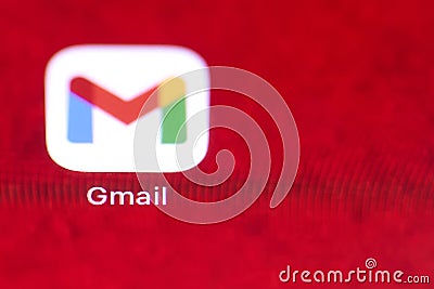 Google mail or gmail mobile application on smartphone screen Editorial Stock Photo