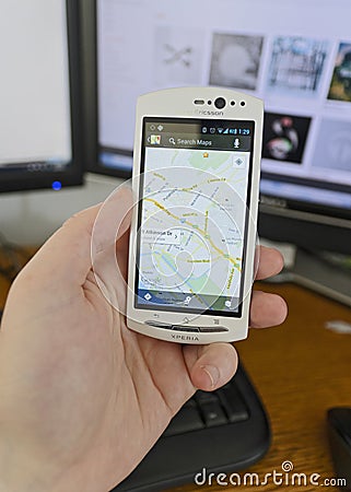 Google maps application Editorial Stock Photo