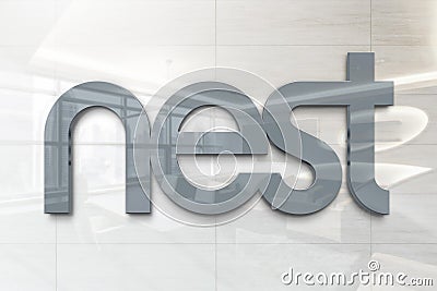 Nest labs on glossy office wall realistic texture Editorial Stock Photo