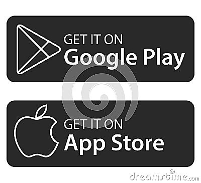 Google play app store icons. Download from google pay. Cartoon Illustration