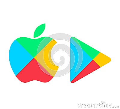 Google play app store icons. Download from google pay. Cartoon Illustration