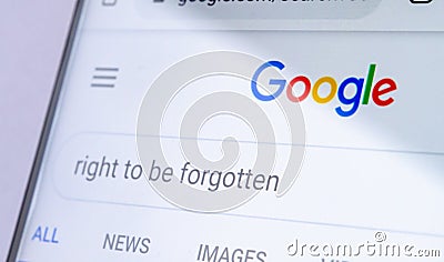 Google search page with the words Editorial Stock Photo
