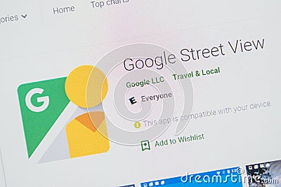 Google Street View App Icon. Selective focus. Editorial Stock Photo