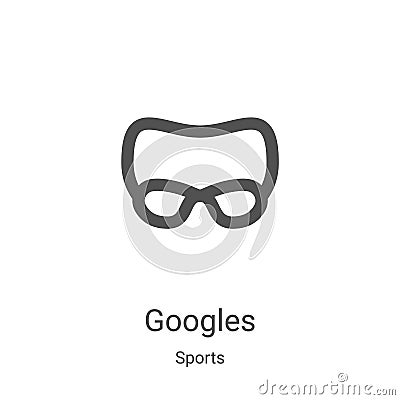 googles icon vector from sports collection. Thin line googles outline icon vector illustration. Linear symbol for use on web and Vector Illustration