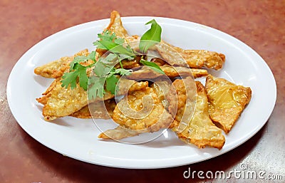 Goong Gra Buang or Crispy Shrimp Pancakes Stock Photo