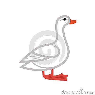 Goose or duck vector flat thin line illustration Vector Illustration