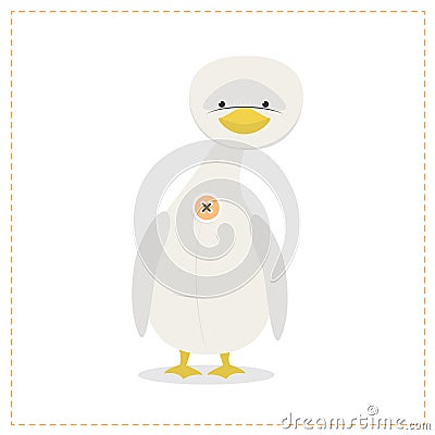 Goose, a funny plush toy is protected with a button Vector ill Cartoon Illustration