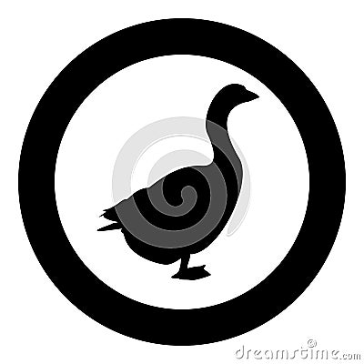 Goose Gosling Geese Anser Gander silhouette in circle round black color vector illustration solid outline style image Vector Illustration