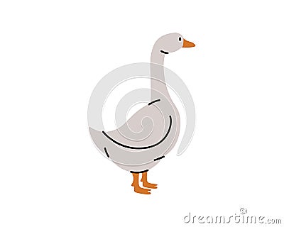 Goose hand drawn silhouette. Goose symbol. Farm bird isolated on white background. Vector Illustration