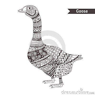 Goose. Hand drawn Vector Illustration