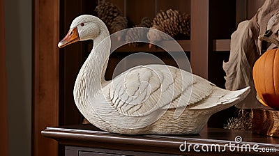 Goose Look Bird Resin Sculpture For Natural Home Decor Stock Photo