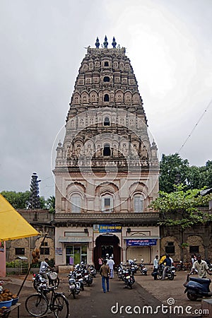 Gopuram(entrance tower) of a Ganesha Temple at Tasgaon Editorial Stock Photo