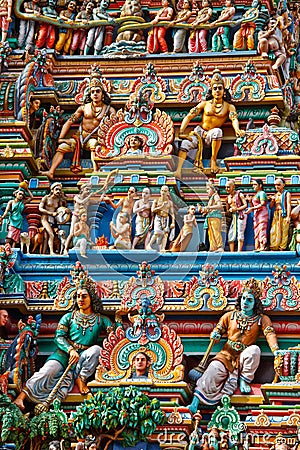 Gopuram (tower) of Hindu temple Stock Photo