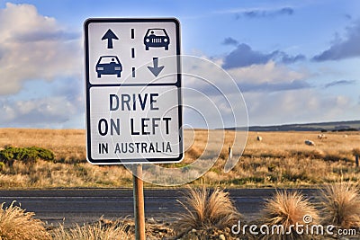 GOR drive on left sign Stock Photo