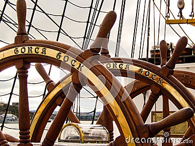 Gorch Fock German Navy ship stearing wheel Editorial Stock Photo