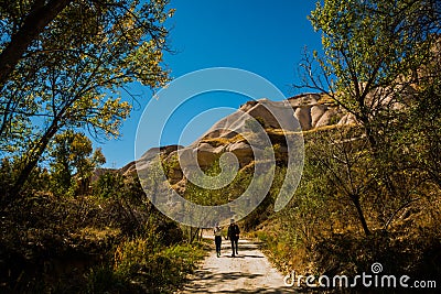 Goreme, Cappadocia, Anatolia, Turkey: Rock formation at the end of the Zemi valley between Gereme and Uchisar Stock Photo