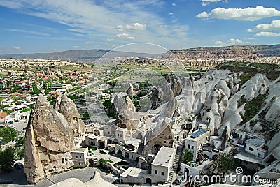 Hilly landscape - Goreme, Cappadocia - landmark attraction in Turkey Stock Photo