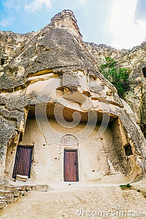 Goreme village, Stone houses at Turkey. Stock Photo