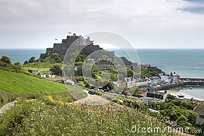 Gorey with mont orgueil castle, jersey Stock Photo