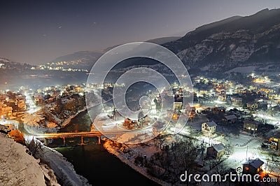 Gorge of Iskar river near Tserovo, Bulgaria - night view Stock Photo