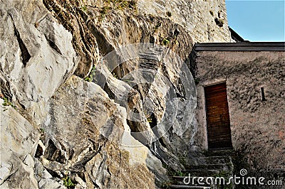 Gorge of nesso on lake como in italy - house in the rock Stock Photo