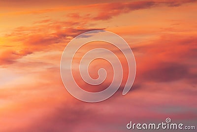 Gorgeous abstract view of pink and purple glowing cloudy sky after winter sunset. Magnificent colour shades of rolling Stock Photo