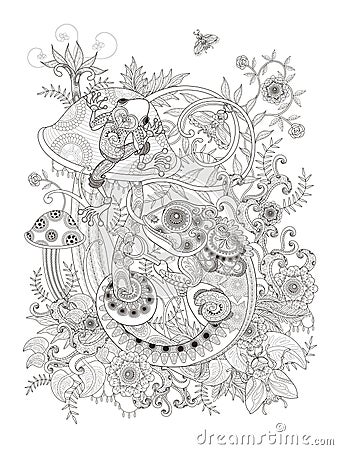 Gorgeous adult coloring page Stock Photo