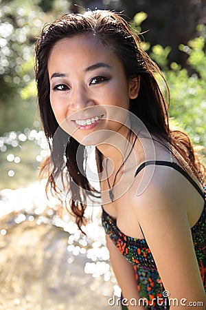 Gorgeous asian/chinese girl smiling Stock Photo