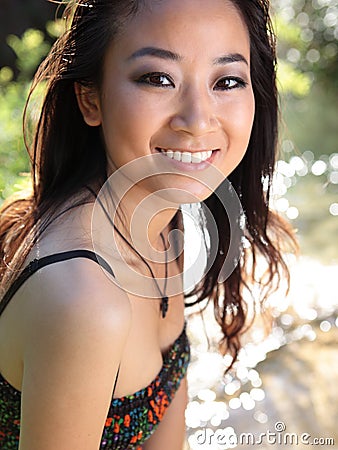 Gorgeous asian/chinese girl smiling Stock Photo