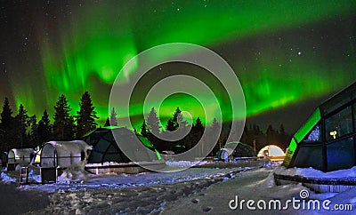 Aurora Borealis at Inari Lake Stock Photo