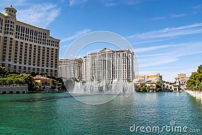 Gorgeous Bellagio Fountains Las Vegas Strip - Las vegas Strip Hotel. Editorial Stock Photo
