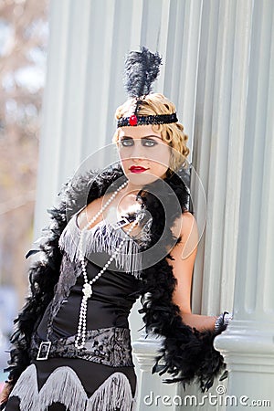 Gorgeous Blonde Woman Flapper Stock Photo