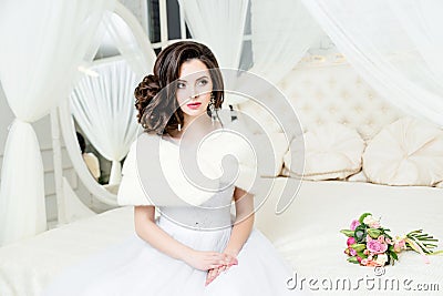 Gorgeous bride in luxury wedding dress. Bride.