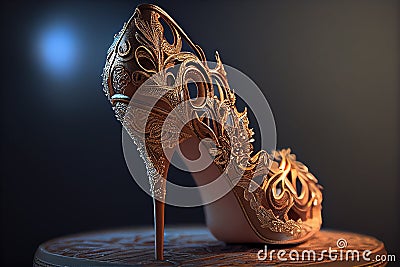 Gorgeous Designe Attractive and Stylish Gold Color High Heels AI Generative Stock Photo