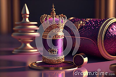 Gorgeous Designe Attractive and Stylish Purple Color Luxury Perfume Bottle AI Generative Stock Photo
