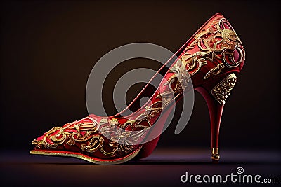 Gorgeous Designe Attractive and Stylish Red Color High Heels AI Generative Stock Photo