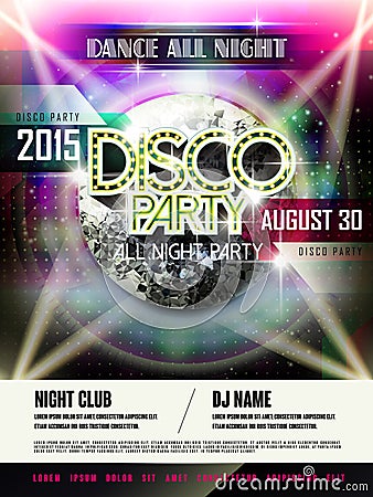Gorgeous disco party poster design Vector Illustration