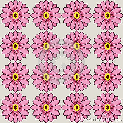 Gorgeous, flowery vector design with bunch of pink flowers repeating seamlessly over white background, ideal Vector Illustration