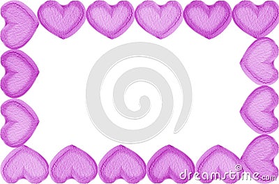 Gorgeous Frame of Lavender Heart Shaped Marshmallow Candies on transparent backdrop Stock Photo