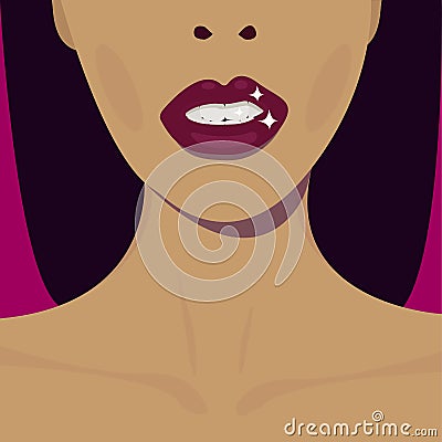 Beautiful tanned girl with dazzling white teeth Stock Photo