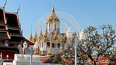 Gorgeous multi-tiered Loha Prasat rises in Bangkok Stock Photo