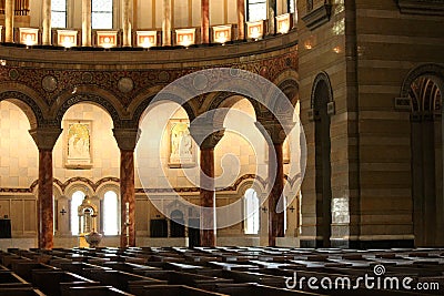 Exquisite architecture inside Cathedral Basilica, a historic church filled with mosaic artwork throughout, St. Louis, 2019 Editorial Stock Photo