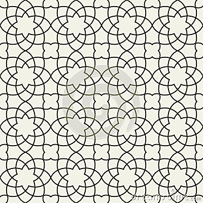 Gorgeous Seamless Arabic Pattern Design. Monochrome Wallpaper or Background Vector Illustration