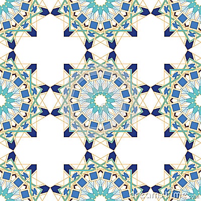 Gorgeous seamless pattern from blue Moroccan tiles, ornaments. Stock Photo