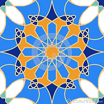 Gorgeous seamless pattern from blue Moroccan tiles, ornaments. Stock Photo