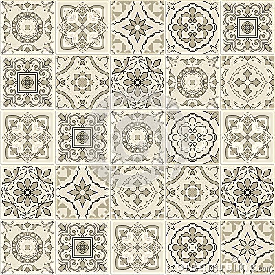 Gorgeous seamless pattern . Moroccan, Portuguese tiles, Azulejo, ornaments. Vector Illustration