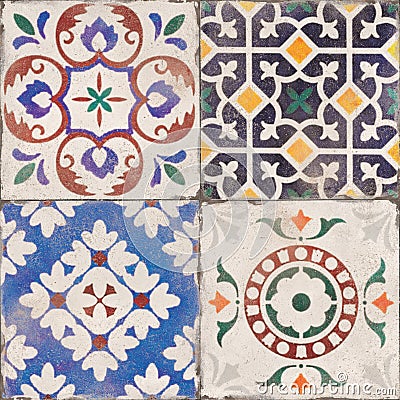 Gorgeous seamless pattern Moroccan Portuguese tiles Stock Photo