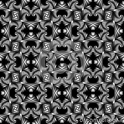 Gorgeous seamless pattern with silver decorative ornament on black background Vector Illustration